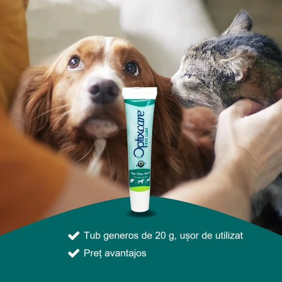 OptixCare Eye Lube – Gel Oftalmic Lubrifiant pentru Câini și Pisici, 20 g
